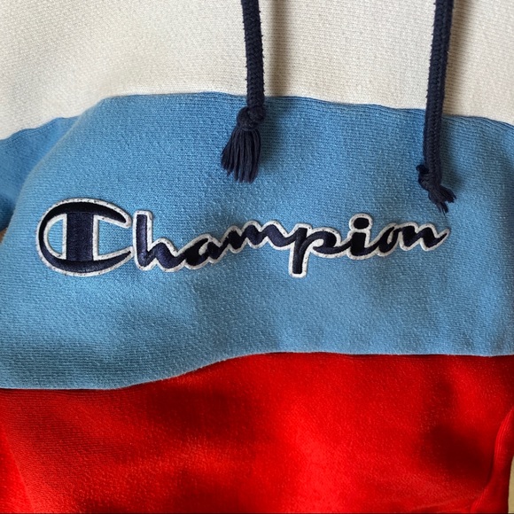 Champion Reverse Weave Red White & Blue Cropped Hoodie - Picture 2 of 6